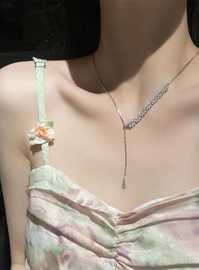 网红麦穗可调节锆石项链女时尚新款小众设计颈链气质高级感锁骨链