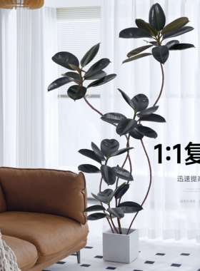 仿真绿植盆栽室内大型橡皮树高端轻奢假生植物客厅装饰摆件沙发旁