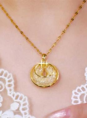 轻奢高级感金丝网锆石圆圈项链女2025新款气质时尚百搭锁骨链配饰