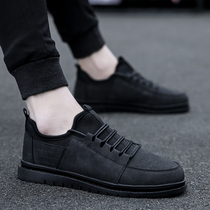 2022 new fall mens shoes Han version trendy men casual boomer shoes 100 hitch full black board shoes youth working shoes