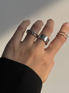 日韩风合金开口可调节情侣戒指