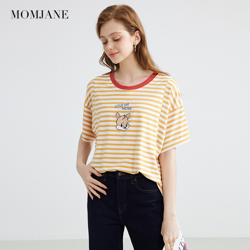 哺乳衣短袖夏薄款外出潮妈夏装t恤 momjane母婴哺乳衣/月子服