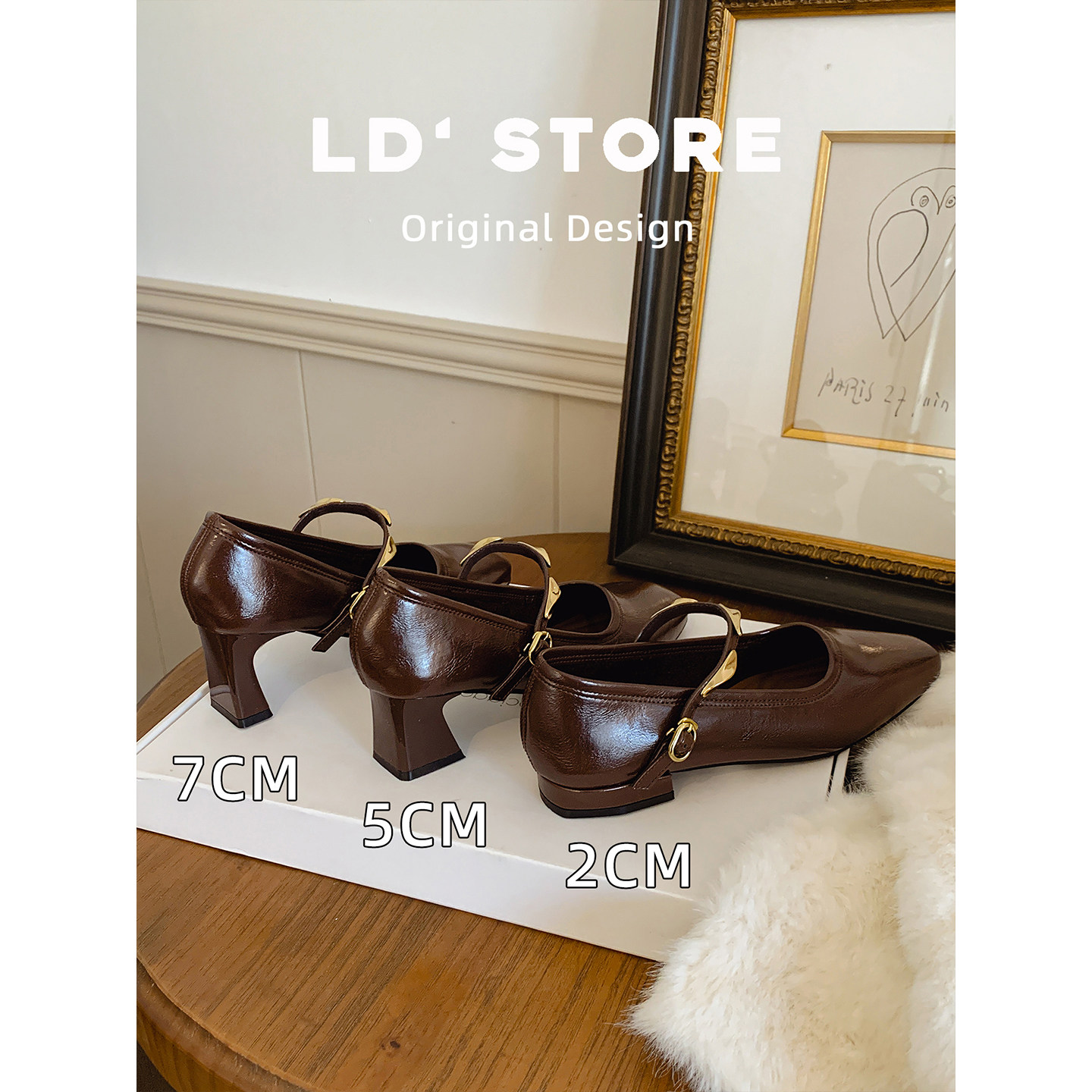 真皮~法式复古粗跟玛丽珍单鞋女2026新款小金条通勤不累脚高跟鞋,淘宝优惠券,粉丝福利购,淘宝优惠卷