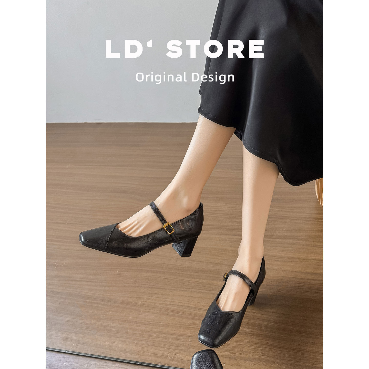 真皮~复古黑色高跟鞋女2026春新款通勤一字带法式粗跟玛丽珍单鞋,淘宝优惠券,粉丝福利购,淘宝优惠卷