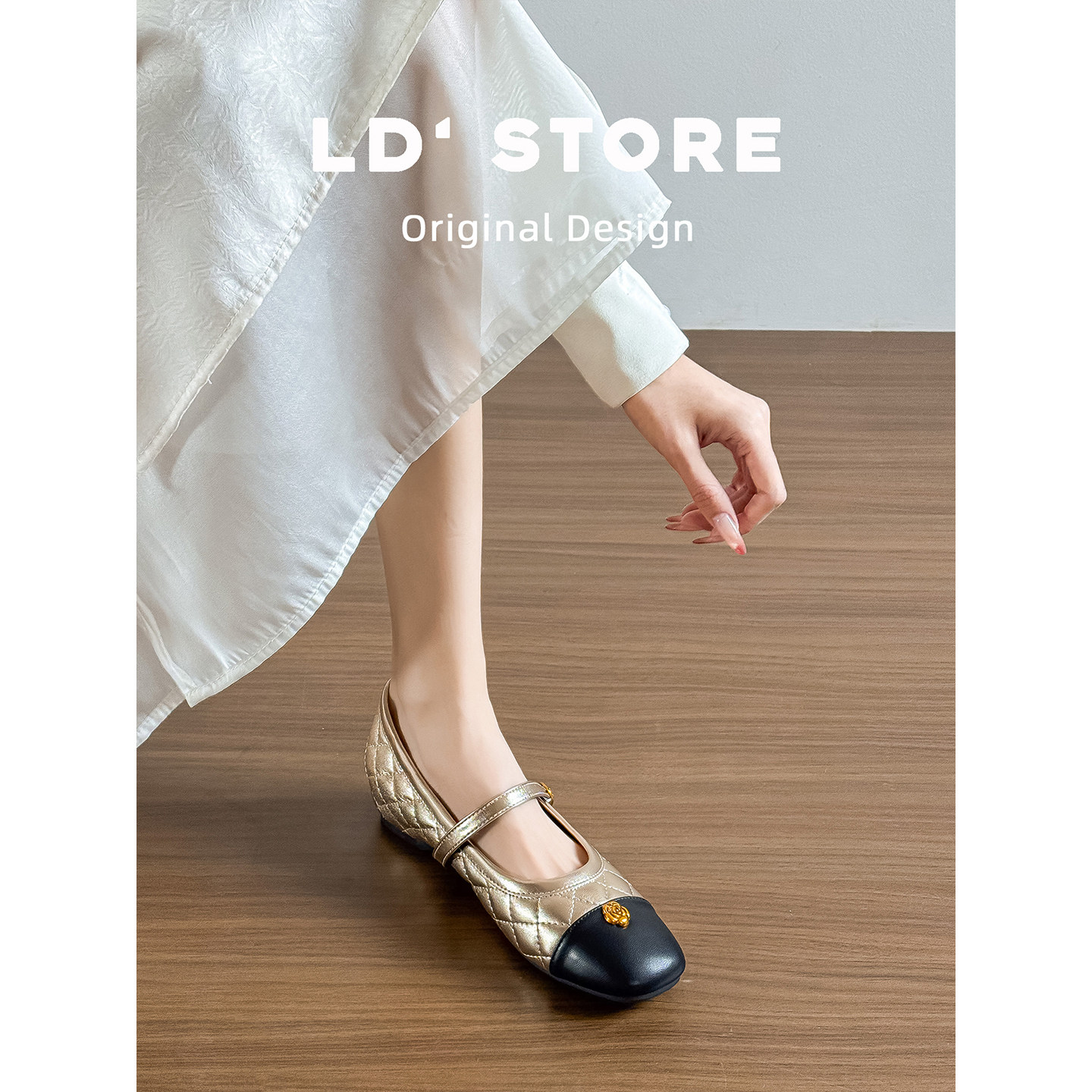 真皮~5cm内增高菱格玛丽珍鞋女春新款一字带芭蕾鞋山茶花平底单鞋,淘宝优惠券,粉丝福利购,淘宝优惠卷