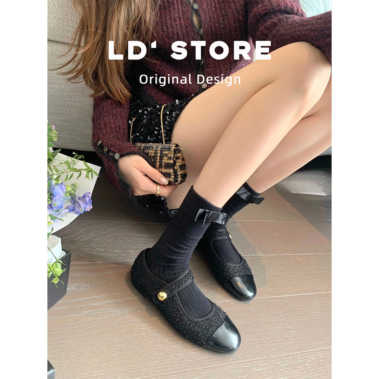 真皮~内增高小金豆玛丽珍鞋女2026新款拼接一字带小香风平底单鞋,淘宝优惠券,粉丝福利购,淘宝优惠卷