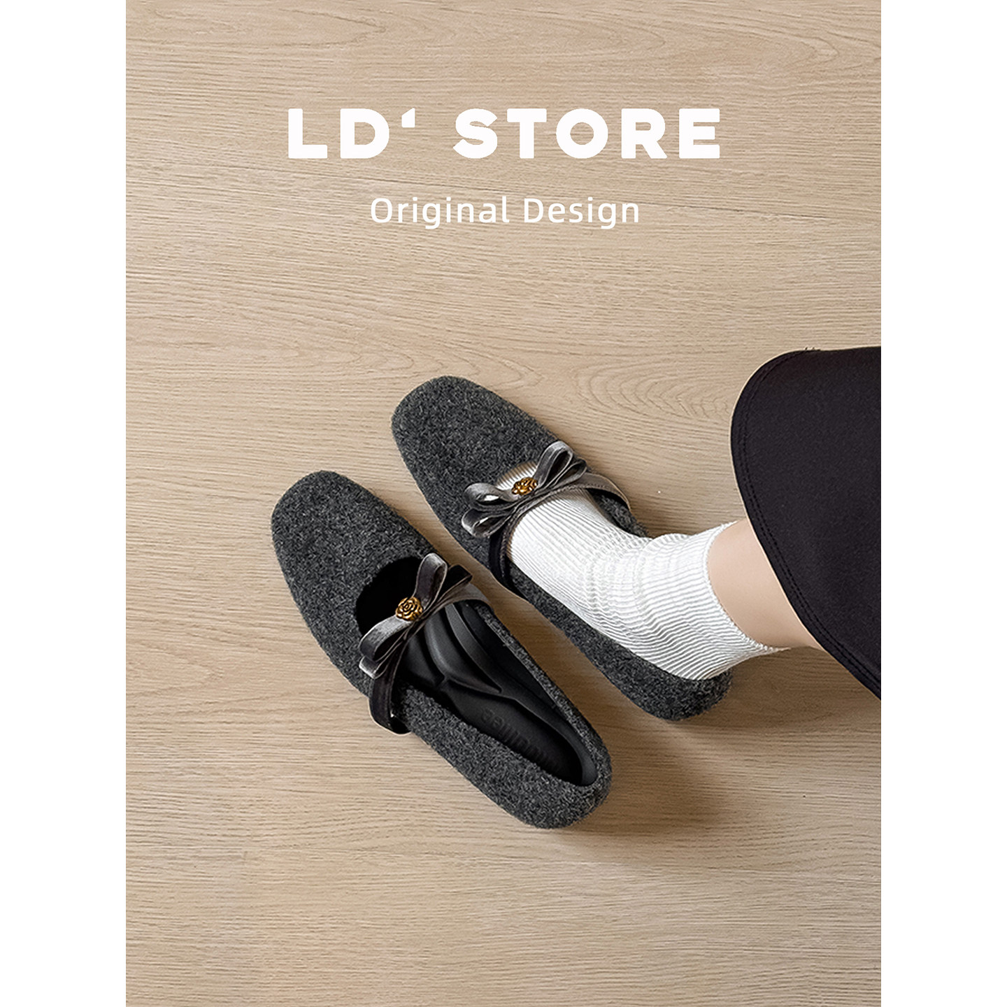 真皮~内增高灰色玛丽珍鞋女2026新款小香风平底鞋复古山茶花单鞋,淘宝优惠券,粉丝福利购,淘宝优惠卷