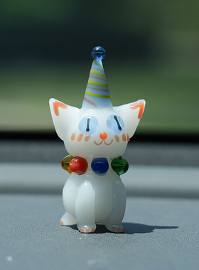 淄博琉璃马戏团小猫治愈车载摆件