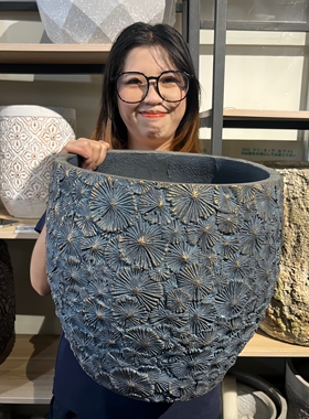 外贸大花盆高级感中古风巴恩风工业风咖啡店民宿酒店高级水泥花盆