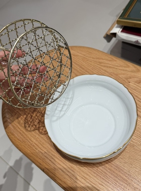 日本Noritake则武高端钻石系列高足骨瓷浮雕花插15*7cm 孤品