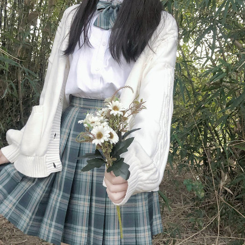 2020秋装新款外套日系小清新学院风JK制服毛衣宽松麻花针织开衫女 - 图0
