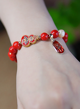 珠花蝶度女石头珠民族风原创手链