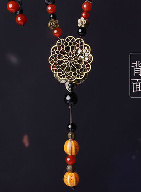 民族风毛衣链长款挂件女红玛瑙