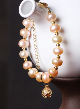 复古淡水珍珠手串手链女音符手钏