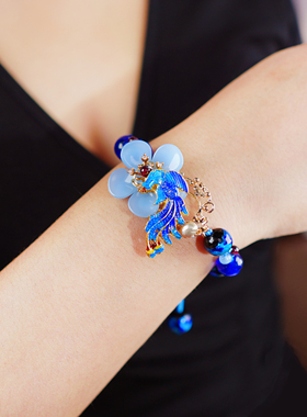 花朵手链七彩蝶度琉璃复古风女