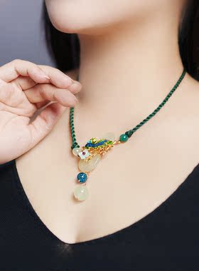 绿色装饰森系仙气中国风锁骨链