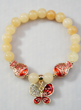 珠花蝶度女黄玉民族风性价比手链