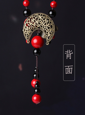 民族风玫瑰花项链吊坠毛衣链