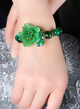 珠花蝶度琉璃合金女原创手作项链