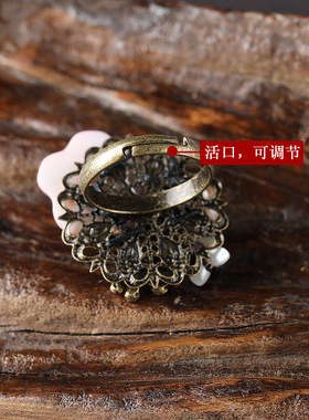 民族风花朵蝴蝶夸张复古饰品戒指