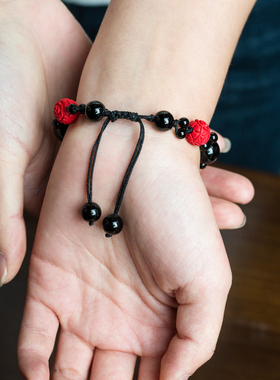 珠花蝶度女朱砂民族风原创手链