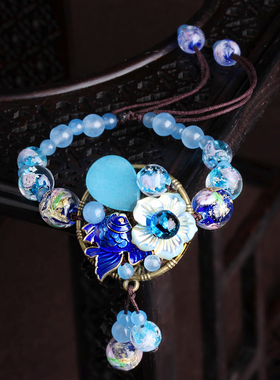古风手链女生手串蓝色民族风配饰