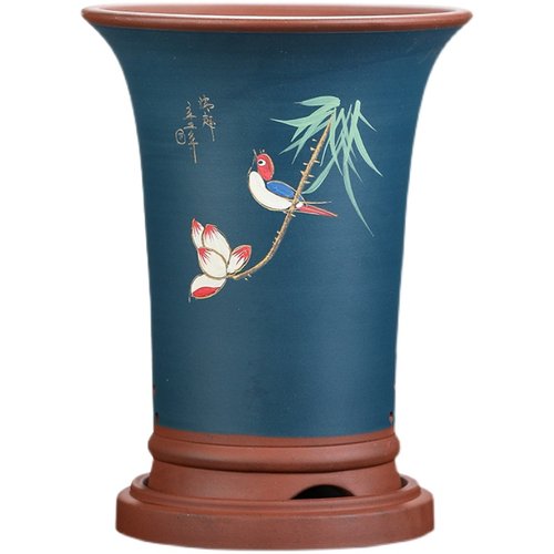 紫砂兰花盆墨兰蕙兰蝴蝶兰君子兰陶瓷特大兰草大花特价高花盆包邮 - 图3