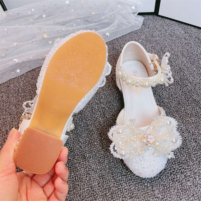 公主鞋女童水晶白色高跟鞋礼服夏季花童鞋儿童模特走秀比赛演出鞋,淘宝优惠券,粉丝福利购,淘宝优惠卷