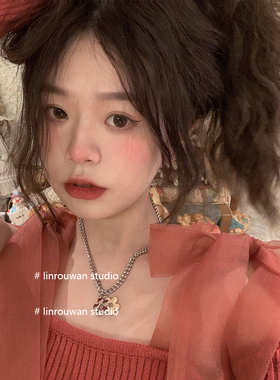 ins林肉完撞色小众设计毛衣链