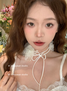 林肉完绢纱大花朵项链颈带公主