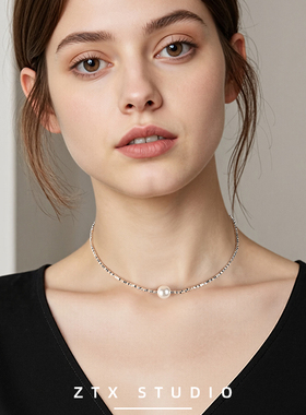 ZTX 碎银子珍珠项链女2025小众新款颈链高级感时尚choker脖子配饰