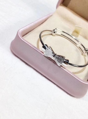 蝴蝶结999纯银宝宝婴儿满月周岁