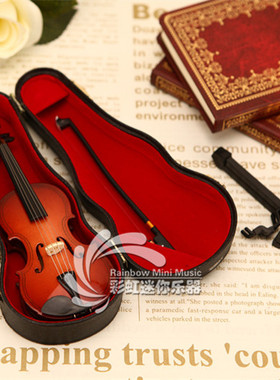 乐器模型木质朋友小提琴胸针摆件