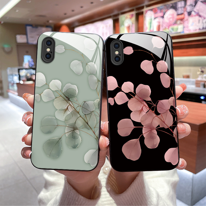 适用苹果8plus手机壳iphonexsmax全包防摔新款玻璃SE3液态硅胶6splus林间叶子6s女6p超薄8pi8情侣se黑潮牌6sp-图1