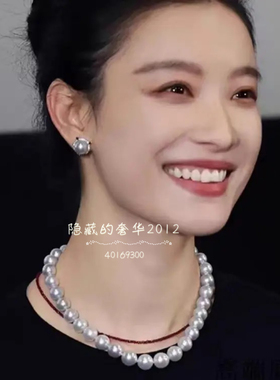 正版施家华子仿水晶珍珠项链月光白正圆强光百搭锁骨颈链S925扣