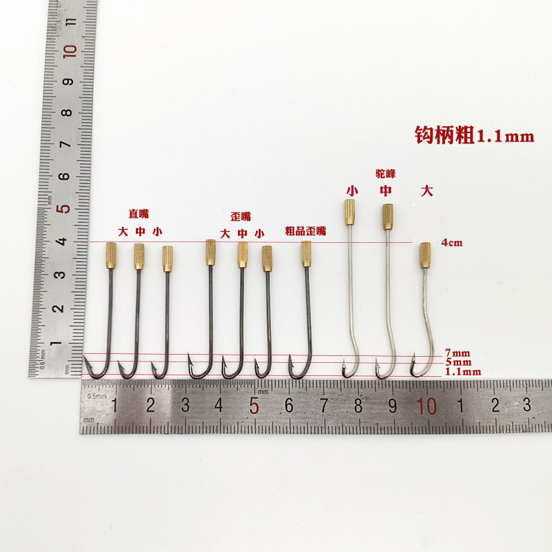 M2带螺纹钩头黄鳝钩钩头可旋转有倒刺钓鳝鱼钩歪嘴直嘴鱼具渔具-图1