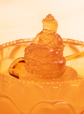 普门庵财神浴佛套装组合琉璃摆件黄财神大黑天带琉璃洗浴盆琉璃勺