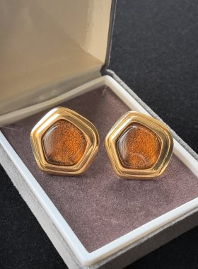 Avon琥珀色果冻耳夹书本款精致优雅中古Vintage孤品