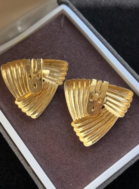 中古S.G.打标素金编织感鞋夹几何线条素金鞋夹