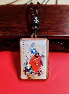 平安天师钟馗画像五贵运财吊坠项链小众个性双面挂坠饰品毛衣链