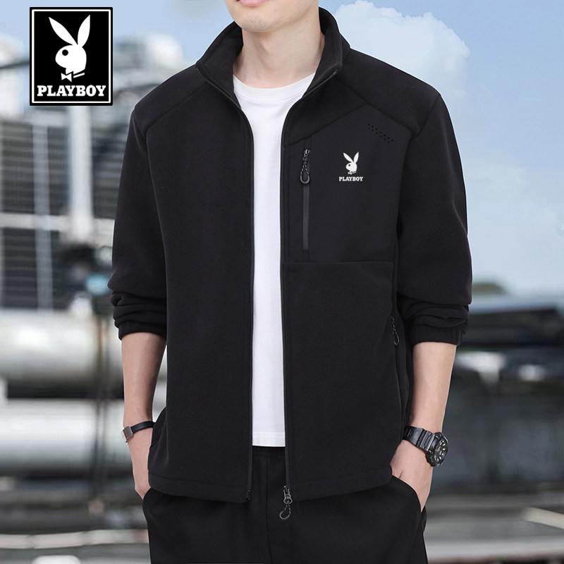 花花公子抓绒衣男立领加绒加厚秋冬季奥粒绒保暖休闲运动夹克外套,淘宝优惠券,粉丝福利购,淘宝优惠卷