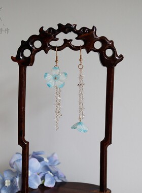 发钗热缩古风蓝雪花发梳