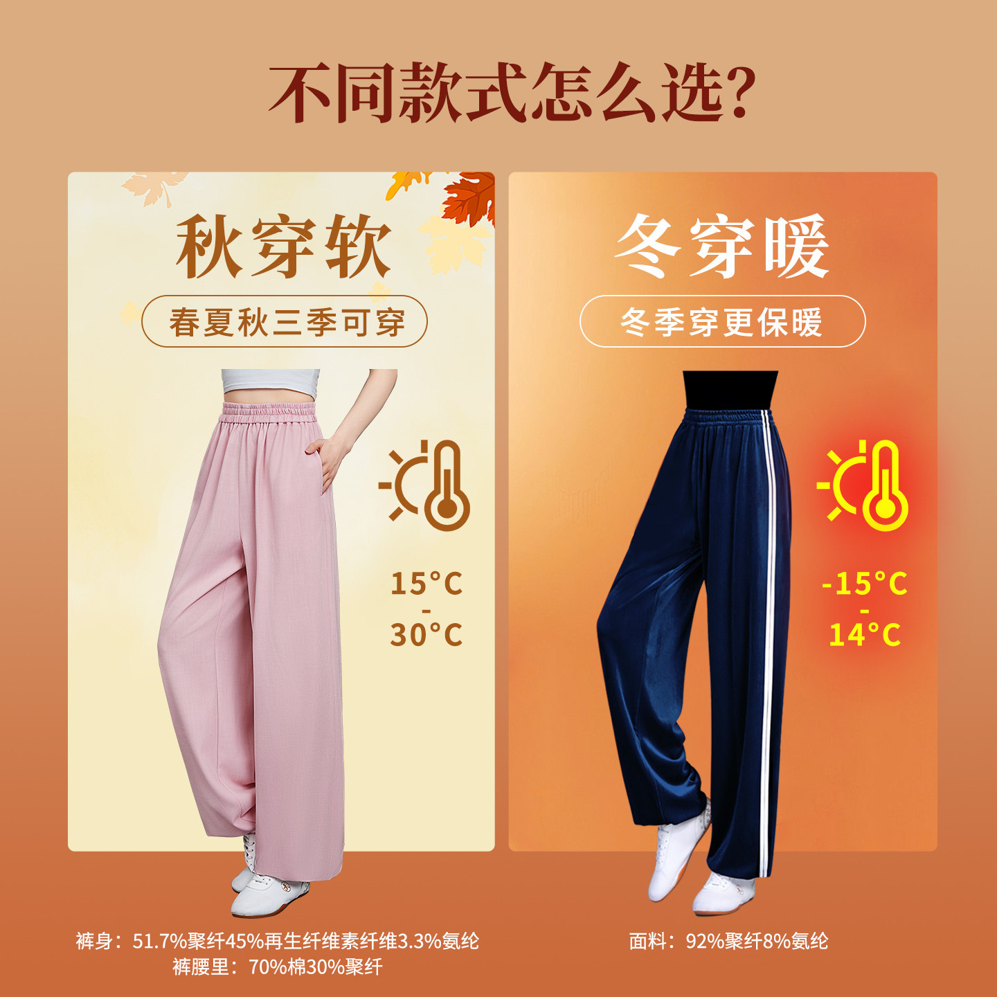 太极裤女2025新款太极服秋冬季加厚太极拳八段锦练功服武术裤男款 - 图2