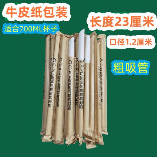 耐高温PLA可降解环保一次性吸管粗珍珠奶茶柠檬独立单支包装商用 - 图0