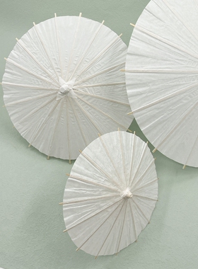 空白色油纸伞手工绘画涂色白雨伞