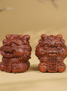 雷击枣木开运暴富龙宝宝摆件实木