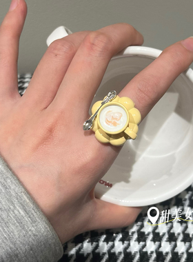 ins风趣味创意甜品咖啡牛奶杯戒指开口可调节指环指戒多巴胺食戒