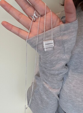 韩系ins风小众设计感编织包包吊坠项链女小众高级感毛衣链配饰