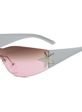 2026新款太阳镜欧美辣妹时尚星星设计连体墨镜户外防风沙防晒眼镜