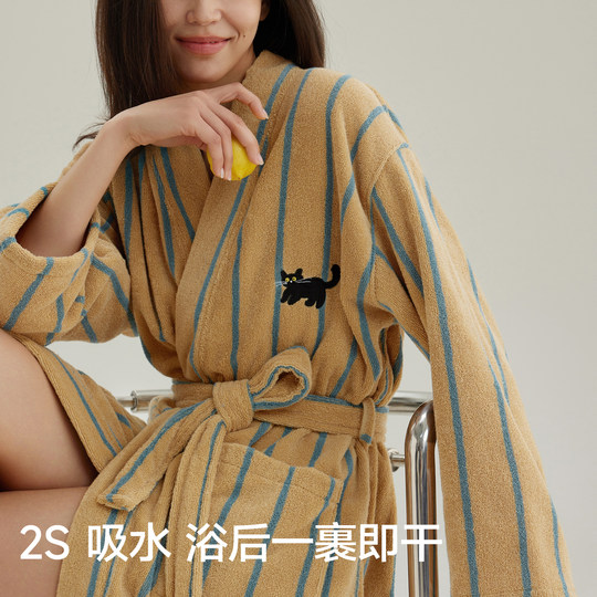 Sanli pure cotton bathrobe for women, absorbent, quick-drying, special bathrobe towel, hotel cotton nightgown, men's bath towel, winter